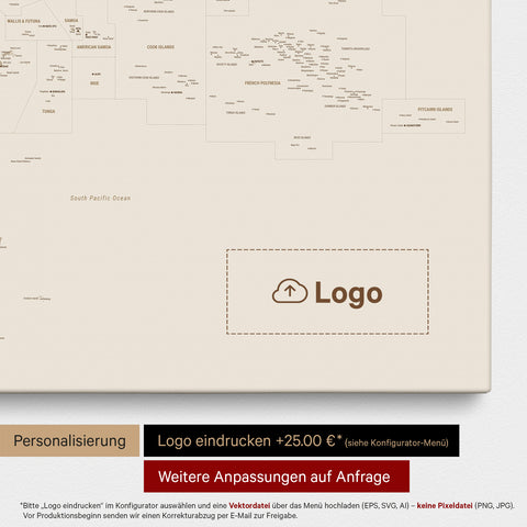 Mappa dell’Australia e dell’Oceania con puntine TRAVEL® – Desert Sand (Beige)