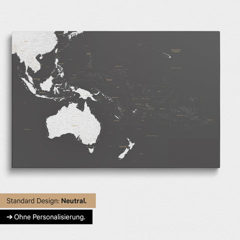 Neutrale Ausführung einer Australien-Karte in Farbe Dunkelgrau ohne Personalisierung