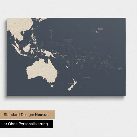 Neutrale Ausführung einer Australien-Karte in Farbe Hale Navy (Dunkelblau Gold) ohne Personalisierung