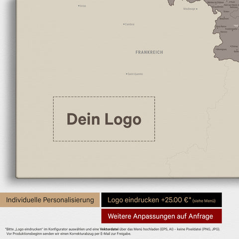 Mappa del Benelux con puntine TRAVEL® – Grigio Caldo
