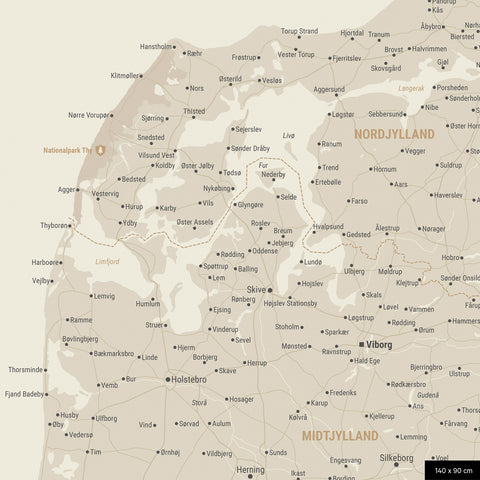 Mappa della Danimarca con puntine TRAVEL® – Oro