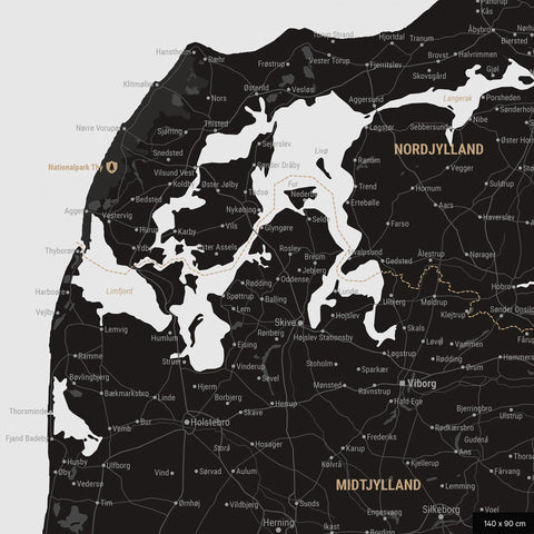 Mappa della Danimarca con puntine TRAVEL® – Nero chiaro