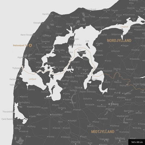 Mappa della Danimarca con puntine TRAVEL® – Grigio chiaro