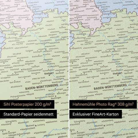 Poster premium con mappa della Germania TRAVEL® – Multicolor Atlas