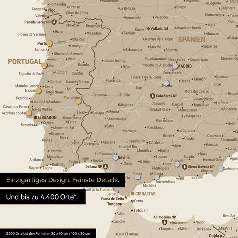 Ausschnitt einer Europakarte als Magnetposter in Desert Sand (Beige) zeigt einen Ausschnitt von England, Frankreich und Belgien