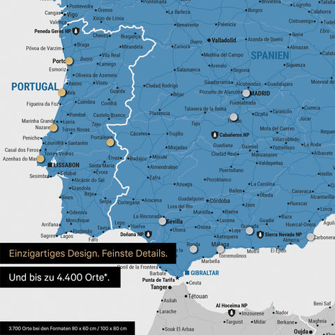 Ausschnitt einer Europakarte als Magnetposter in Blau zeigt einen Ausschnitt von England, Frankreich und Belgien