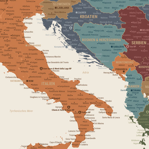 Europa Landkarte Poster in Multicolor Vivid zeigt einen Ausschnitt von England, Frankreich und Belgien