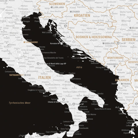 Europa Landkarte Poster in Schwarz-Weiss zeigt einen Ausschnitt von England, Frankreich und Belgien