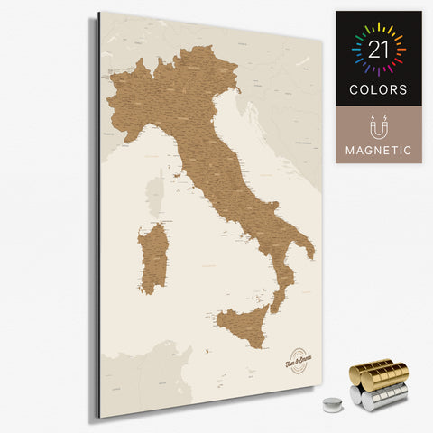 Magnetische Italien-Karte als Magnetboard zum Pinnen und Markieren von Reisezielen kaufen