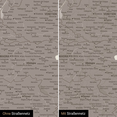 Mappa dell’Italia per puntine TRAVEL® – Grigio caldo