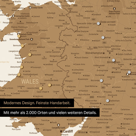 Mappa Inghilterra (Gran Bretagna) e Irlanda TRAVEL® Magnet-Poster – in 21 colori
