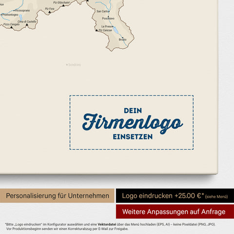 Schweiz-Karte als Pinn-Leinwand in Multicolor Classic mit Eindruck eines Firmenlogos