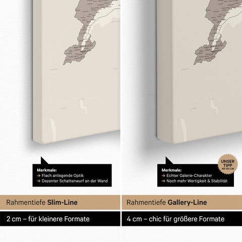 Mappa della Svizzera con puntine TRAVEL® – Warmgray (Marrone-Grigio)