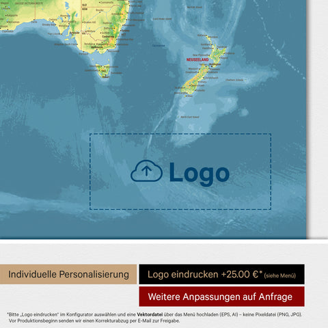 Mappa topografica del mondo ANTARCTICA® Magnetboard – Topo multicolore