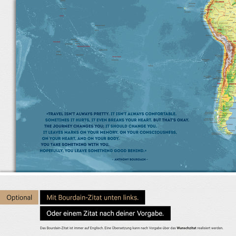 Mappa topografica del mondo ANTARCTICA® Magnetboard – Topo multicolore