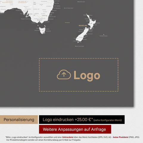 Mappa del mondo TRAVEL® Poster Premium – Grigio scuro