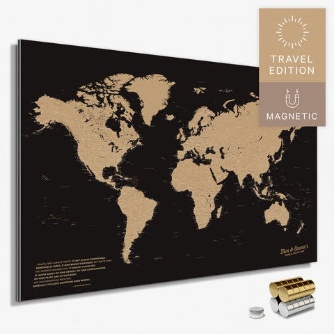 Magnetische Weltkarte in Multicolor Sonar Black (Schwarz-Gold) als Magnetboard zum Pinnen und Markieren von Reisezielen kaufen