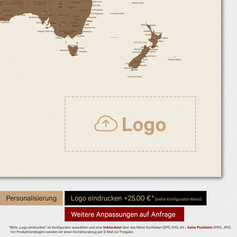 Mappa del mondo magnetica TRAVEL® su lavagna magnetica – Multicolor Brown