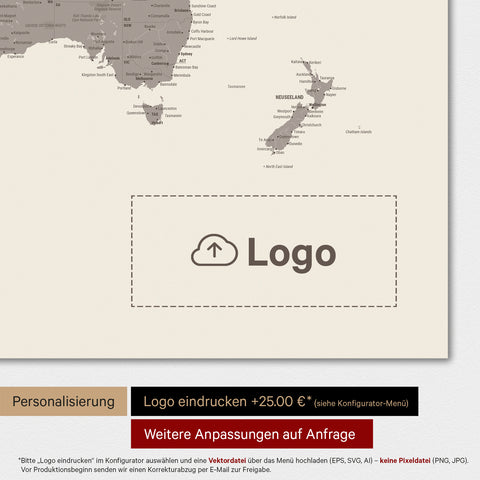 Mappa del mondo TRAVEL® Poster Premium – Grigio caldo
