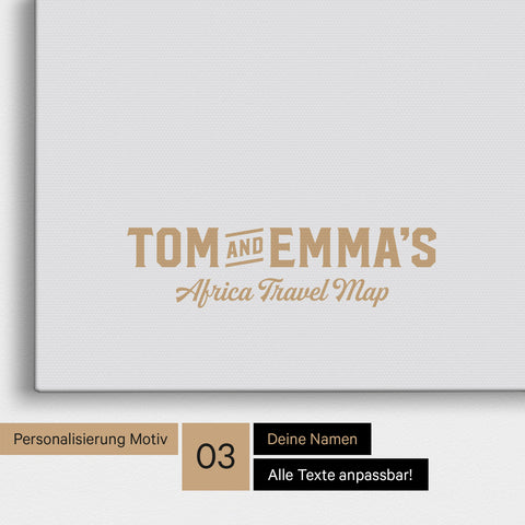 Personalisierung einer Afrika-Karte Pinnwand in Light Gray mit einem Logo im Vintage-Look