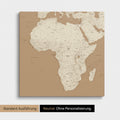 Neutrale und schlichte Ausführung einer Afrika-Karte als Pinn-Leinwand in Treasure Gold (Gold-Beige) ohne Personalisierung