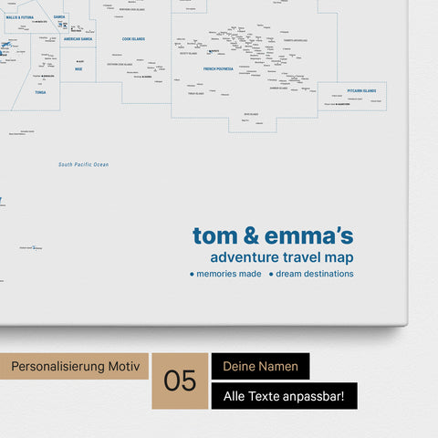 Mappa dell’Australia e dell’Oceania con puntine TRAVEL® – Ocean Blue
