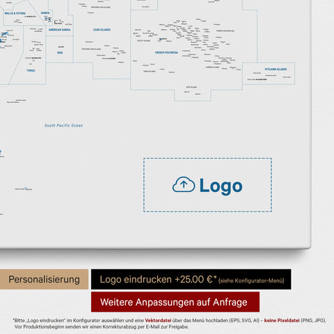 Mappa dell’Australia e dell’Oceania con puntine TRAVEL® – Ocean Blue