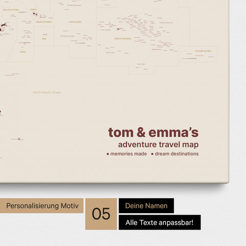 Mappa dell’Australia e dell’Oceania con puntine TRAVEL® – Bordeaux Red