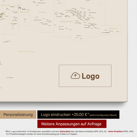 Mappa dell’Australia e dell’Oceania con puntine TRAVEL® – Bronzo