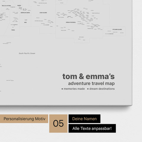 Mappa dell’Australia e dell’Oceania con puntine TRAVEL® – Coolgray (Grigio Chiaro)