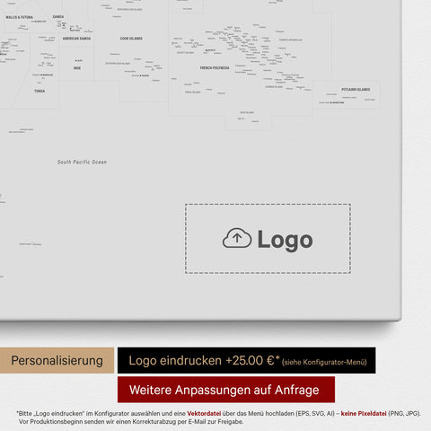 Mappa dell’Australia e dell’Oceania con puntine TRAVEL® – Coolgray (Grigio Chiaro)