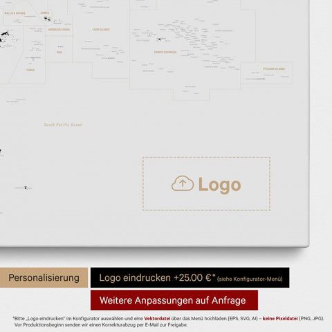 Mappa dell’Australia e dell’Oceania con puntine TRAVEL® – Light Black (Bianco-Nero)