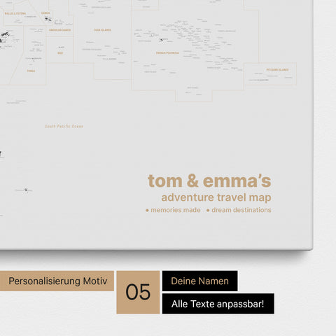 Mappa dell’Australia e dell’Oceania con puntine TRAVEL® – Light Gray