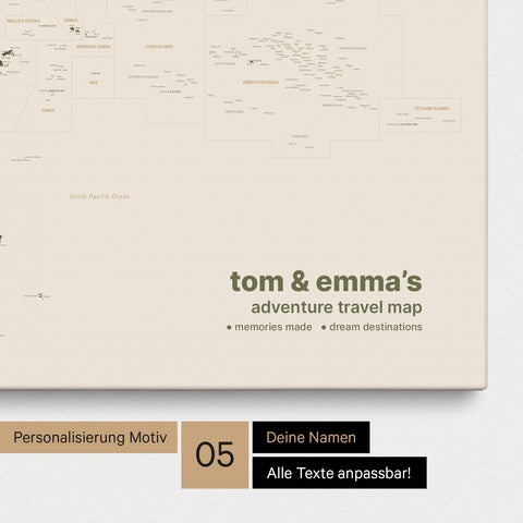 Mappa dell’Australia e dell’Oceania con puntine TRAVEL® – Olive Green