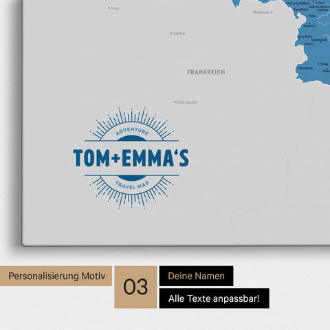 Mappa del Benelux per puntine TRAVEL® – Blu oceano