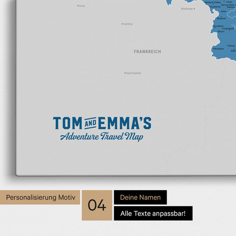 Mappa del Benelux per puntine TRAVEL® – Blu oceano
