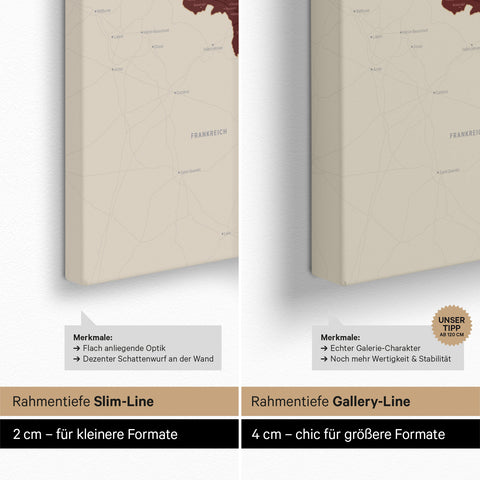 Mappa del Benelux per puntine TRAVEL® – Bordeaux rosso