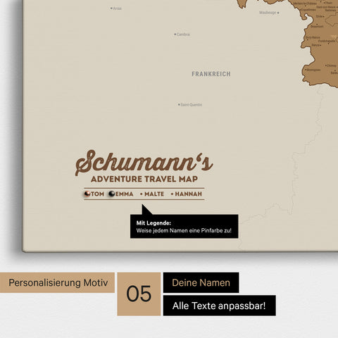 Mappa del Benelux per puntine TRAVEL® – Bronzo