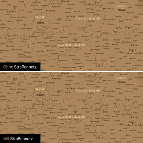 Mappa del Benelux per puntine TRAVEL® – Bronzo