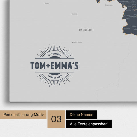 Mappa del Benelux per puntine TRAVEL® – Blu denim