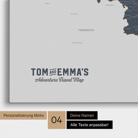 Mappa del Benelux per puntine TRAVEL® – Blu denim