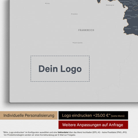 Mappa del Benelux per puntine TRAVEL® – Blu denim