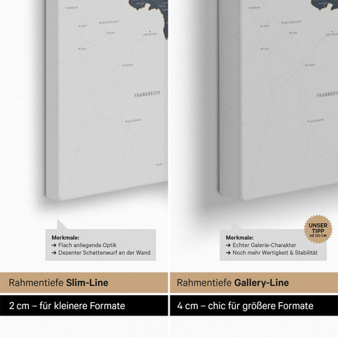 Mappa del Benelux per puntine TRAVEL® – Blu denim