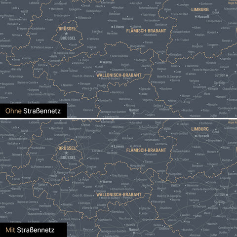 Mappa del Benelux per puntine TRAVEL® – Blu denim