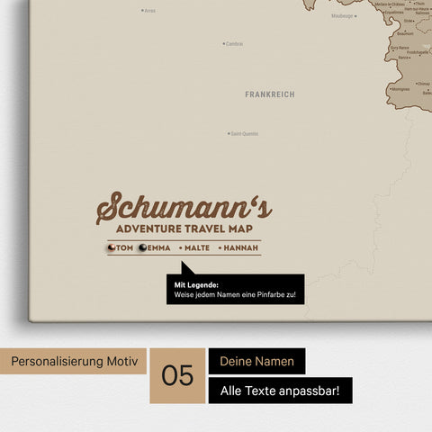Mappa del Benelux per puntine TRAVEL® – Sabbia del deserto