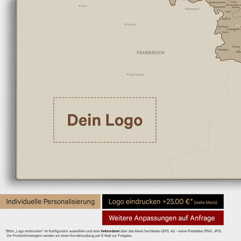 Mappa del Benelux per puntine TRAVEL® – Sabbia del deserto