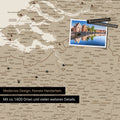 Benelux-Landkarte in Desert Sand als Leinwand zum Pinnen zeigt einen Ausschnitt von Seeland, Ostflandern und Antwerpen mit vielen Details wie Nationalparks, Flüssen und zahlreichen kleinen Orten und Städten, die teilweise mit Pins markiert sind