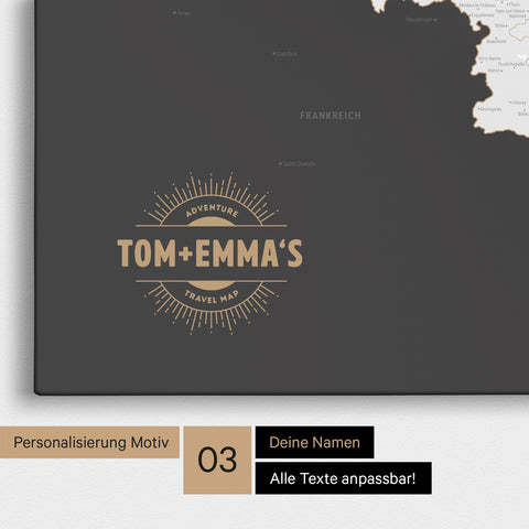 Mappa del Benelux per puntine TRAVEL® – Grigio scuro