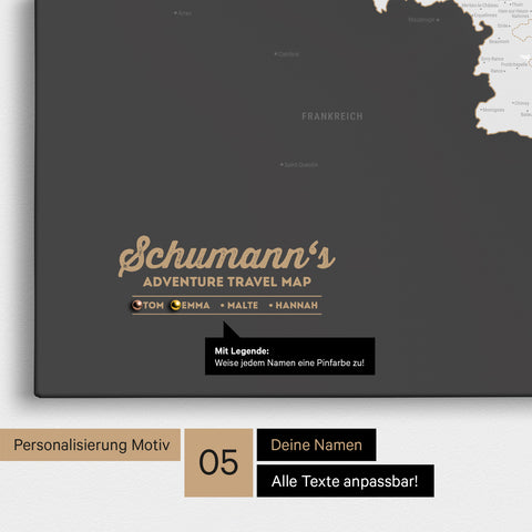 Mappa del Benelux per puntine TRAVEL® – Grigio scuro