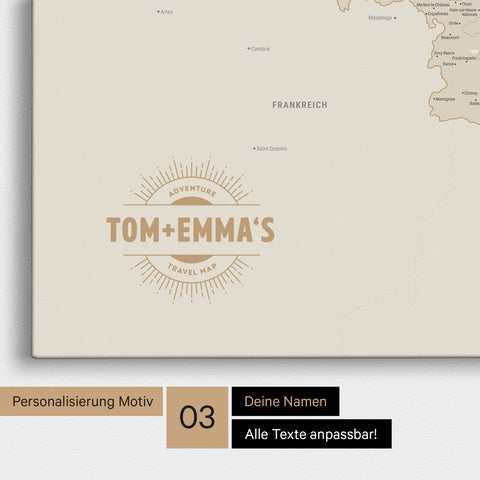 Mappa del Benelux per puntine TRAVEL® – Oro